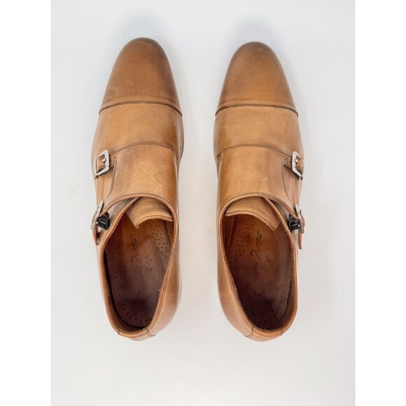 Massimo Matteo Mens Shoes Brown Leather Double Monk Strap Loafer Cap Toe US 12 M - Picture 7 of 12